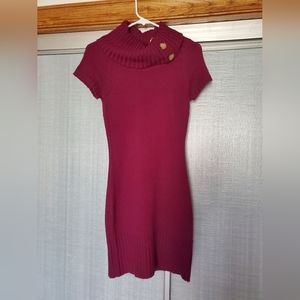 Burgandy, bodycon, mini sweater dress